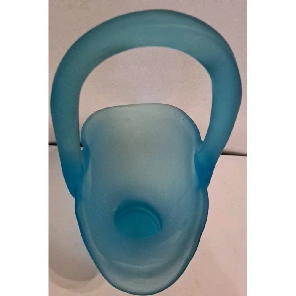 Tiffin Blue Satin Glass Handled‎ Brides  Basket 11